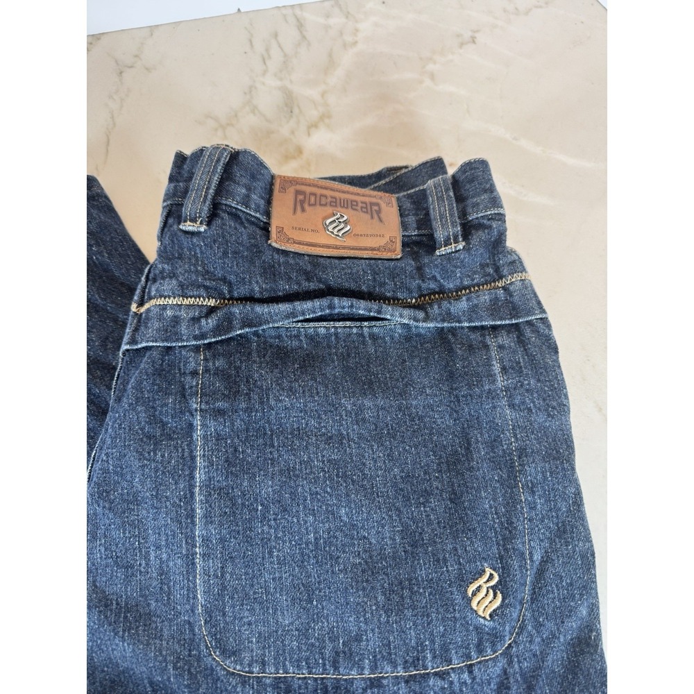 Rocawear Jeans 35x30 Dark Wash Straight Leg Hip Hop Y2K Denim